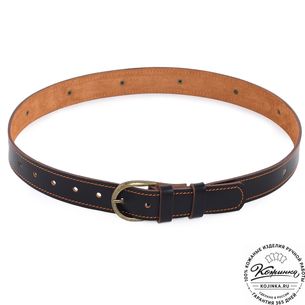  Кожаный мужской ремень Анри Нью (коричневый с пистонами)