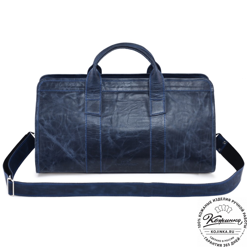  Кожаная дорожная сумка "Чарли" (синий антик) 