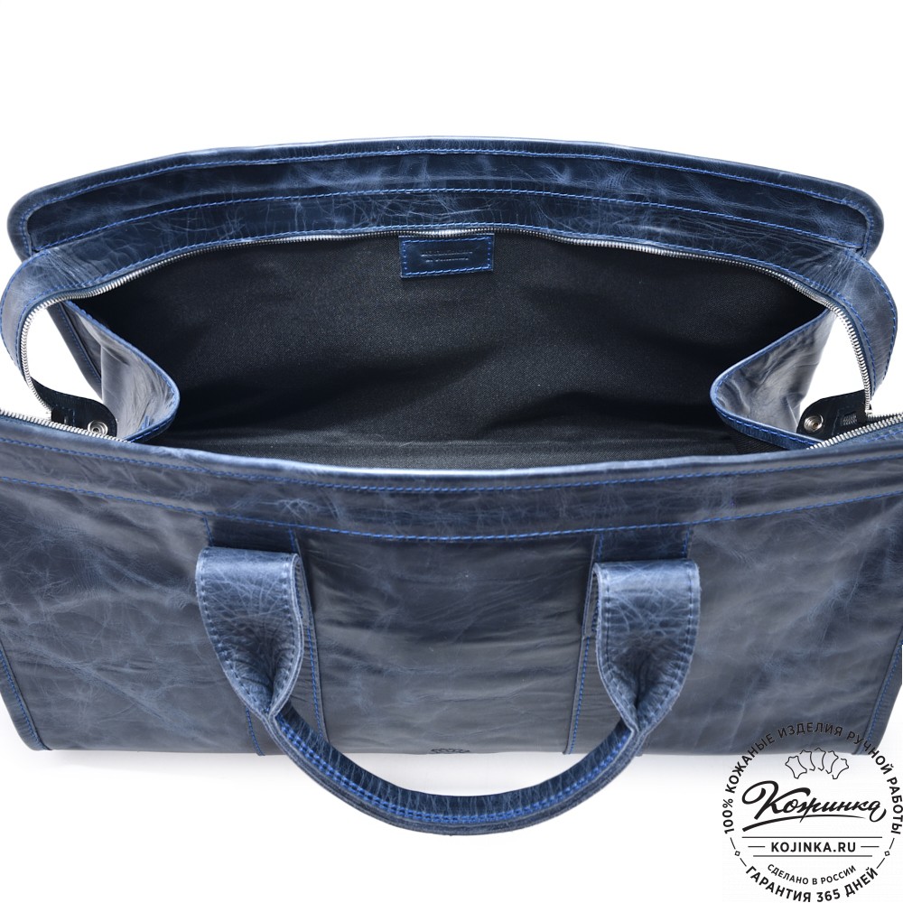  Кожаная дорожная сумка "Чарли" (синий антик) 