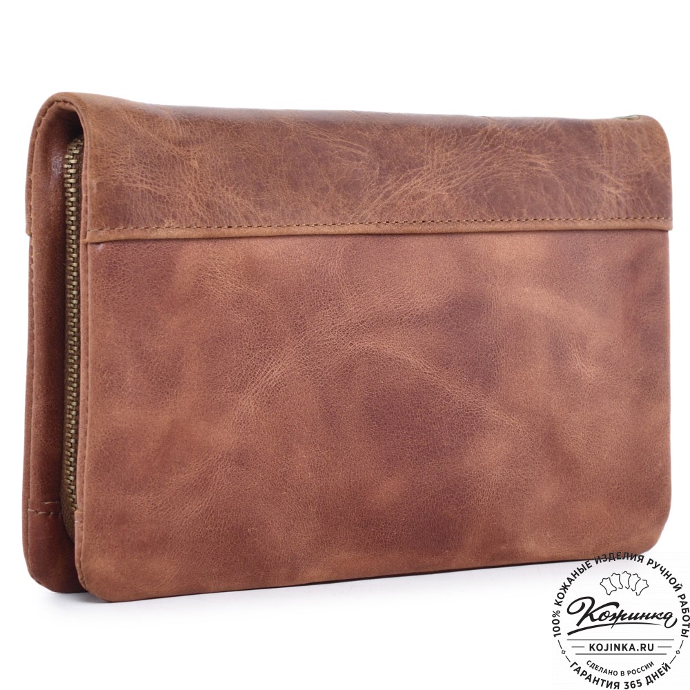  Кожаный клатч "Дарси" (рыжий антик)