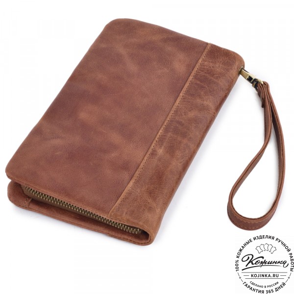  Кожаный клатч "Дарси" (рыжий антик). фото 1
