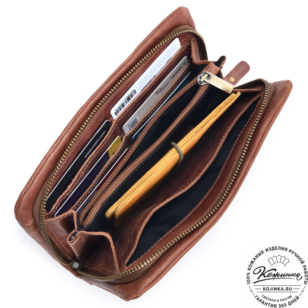  Кожаный клатч "Дарси" (рыжий антик)