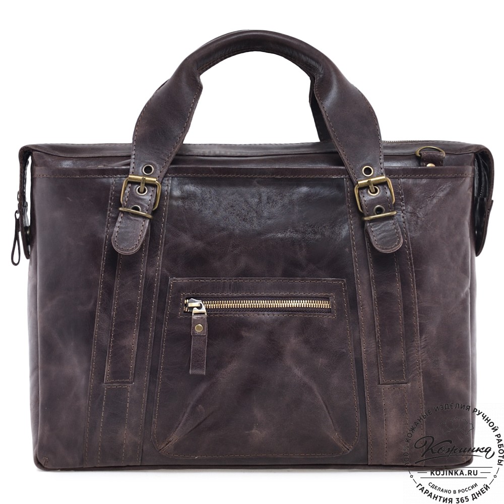 Кожаная деловая сумка "Доминик" (тёмно-коричневый антик)