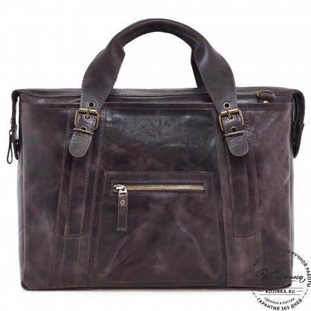 Кожаная деловая сумка "Доминик" (тёмно-коричневый антик)