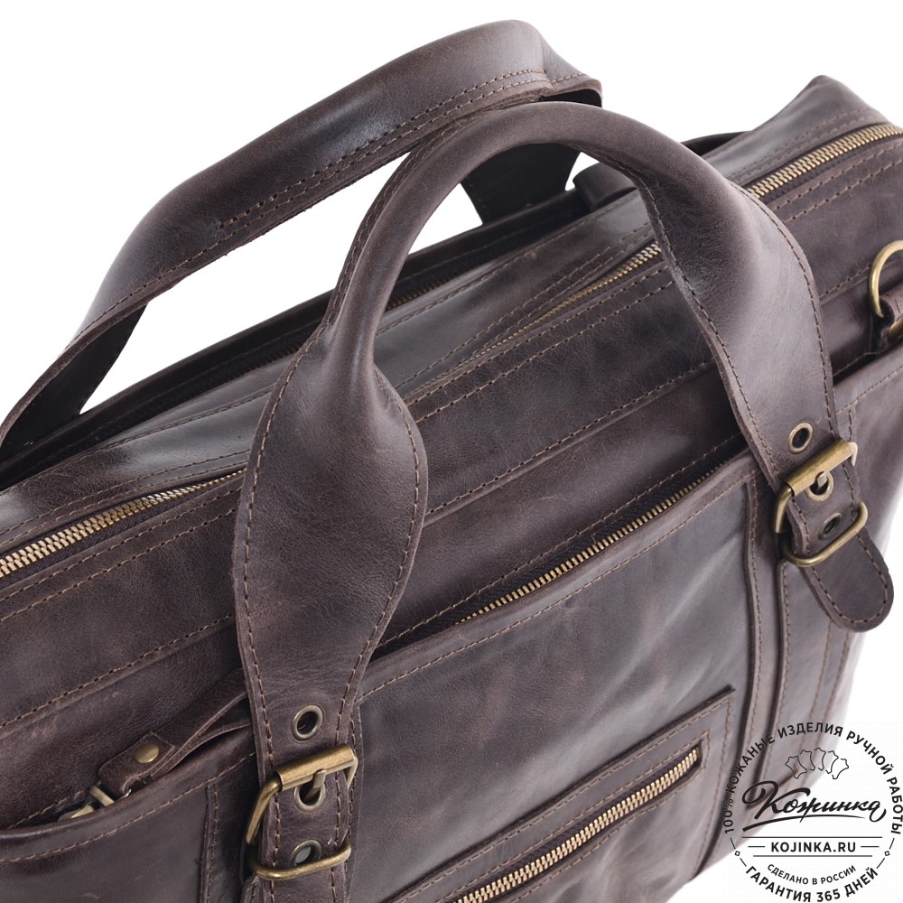 Кожаная деловая сумка "Доминик" (тёмно-коричневый антик)