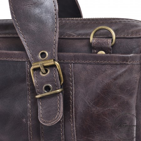 Кожаная деловая сумка "Доминик" (тёмно-коричневый антик)