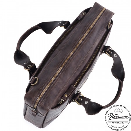 Кожаная деловая сумка "Доминик" (тёмно-коричневый антик)