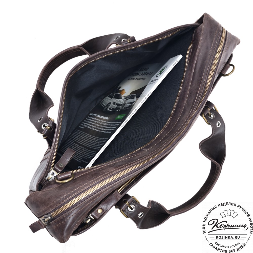 Кожаная деловая сумка "Доминик" (тёмно-коричневый антик)