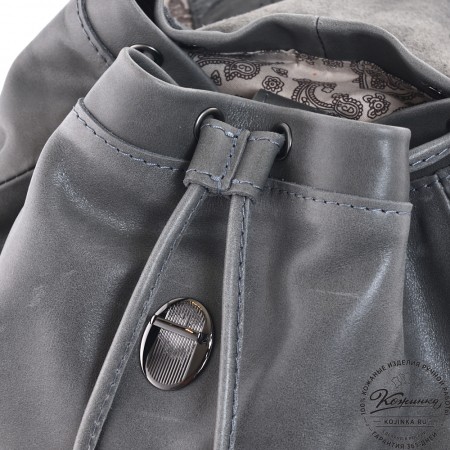  Женский кожаный рюкзак "Паулина" (серый)