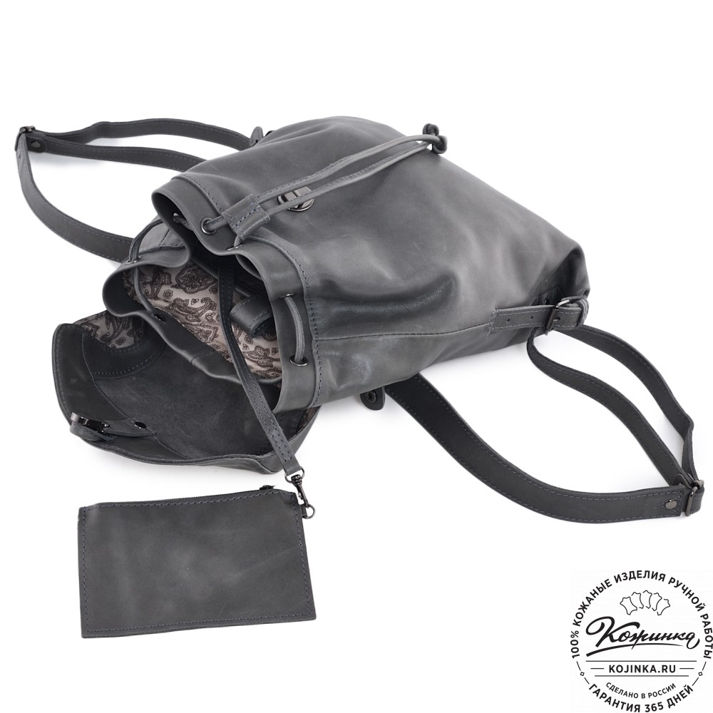  Женский кожаный рюкзак "Паулина" (серый)