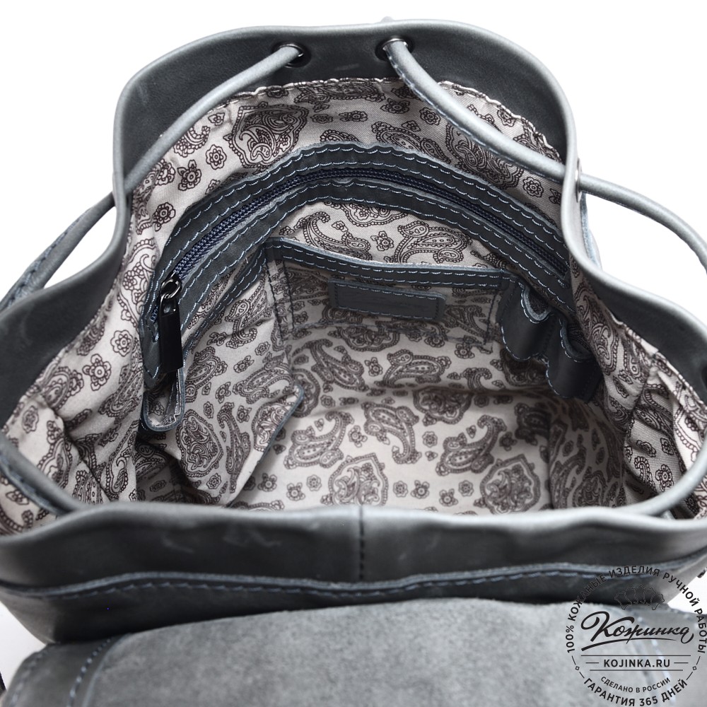  Женский кожаный рюкзак "Паулина" (серый)