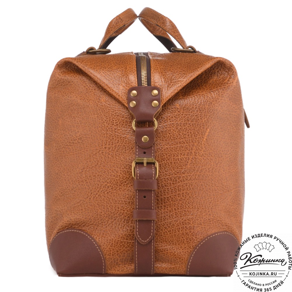Кожаная дорожная сумка "Мегаполис" (фактура рыжая)