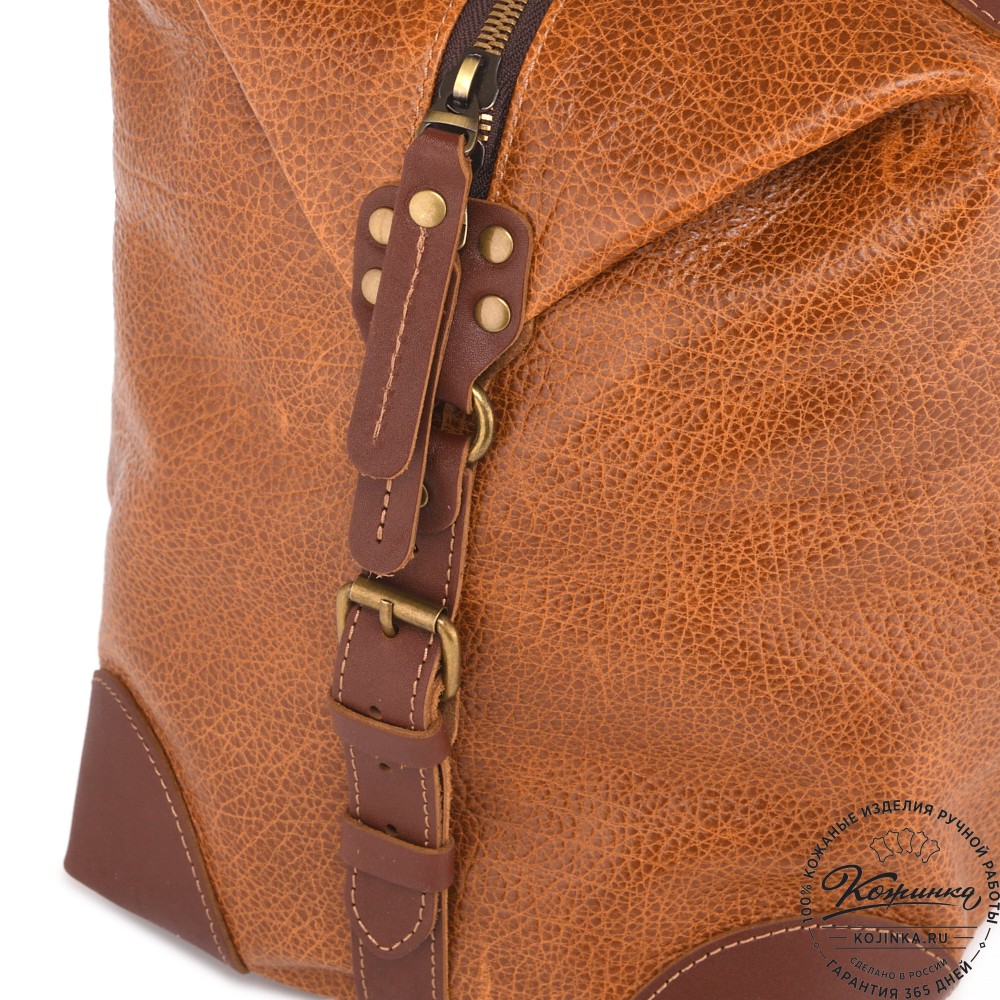Кожаная дорожная сумка "Мегаполис" (фактура рыжая)
