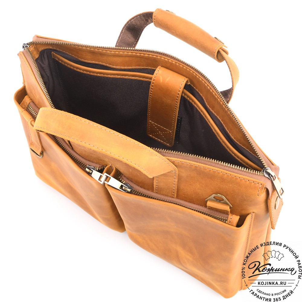 Кожаная деловая сумка "Стюарт" (рыжая крейзи)