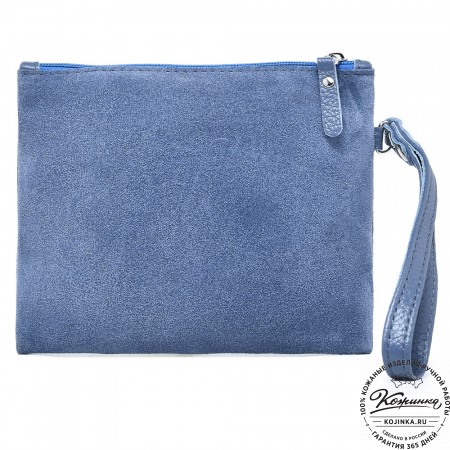  Кожаная косметичка "Флавия" велюр (джинс)