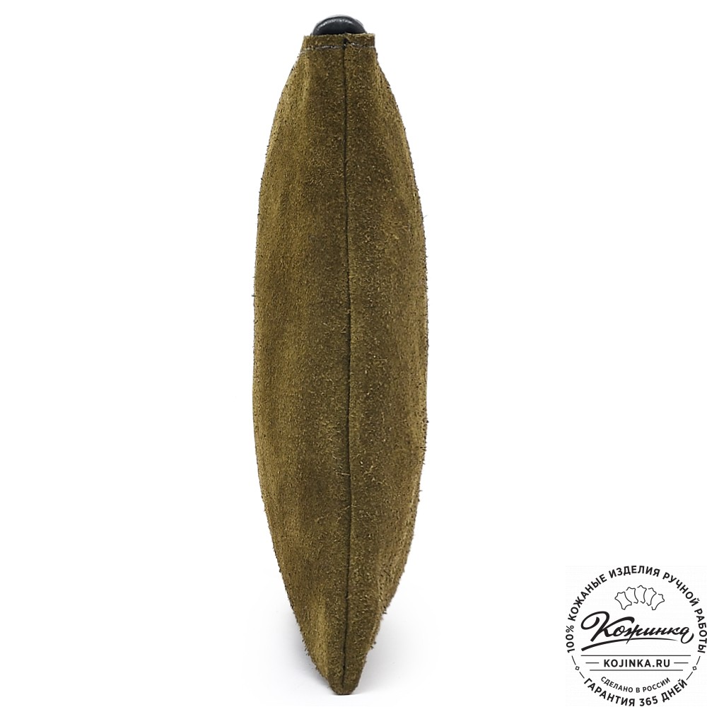 Кожаная косметичка "Флавия" велюр (хаки)