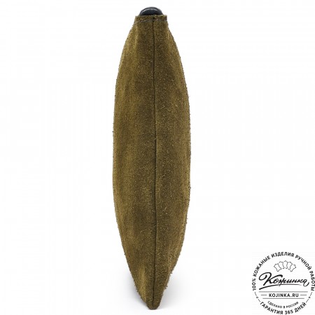 Кожаная косметичка "Флавия" велюр (хаки)