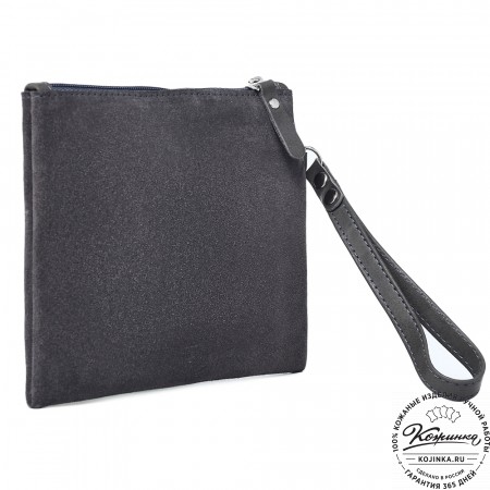  Кожаная косметичка "Флавия" велюр (серый) 