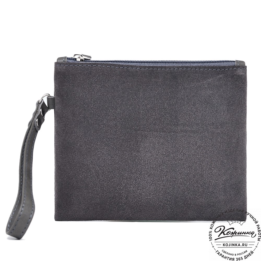  Кожаная косметичка "Флавия" велюр (серый) 