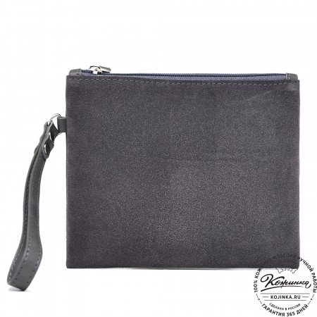  Кожаная косметичка "Флавия" велюр (серый) 
