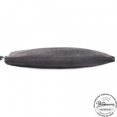  Кожаная косметичка "Флавия" велюр (серый) 