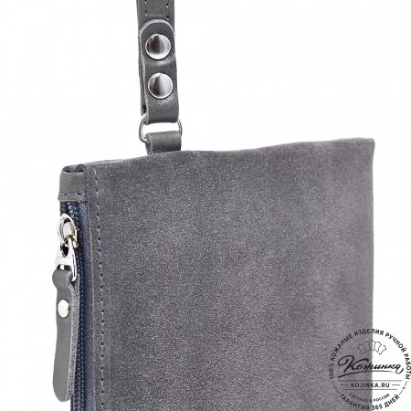  Кожаная косметичка "Флавия" велюр (серый) 