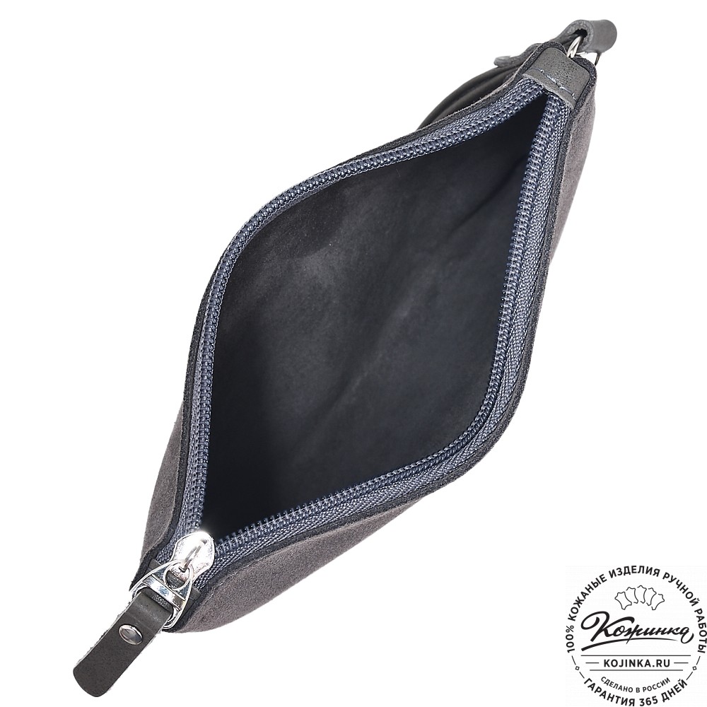  Кожаная косметичка "Флавия" велюр (серый) 