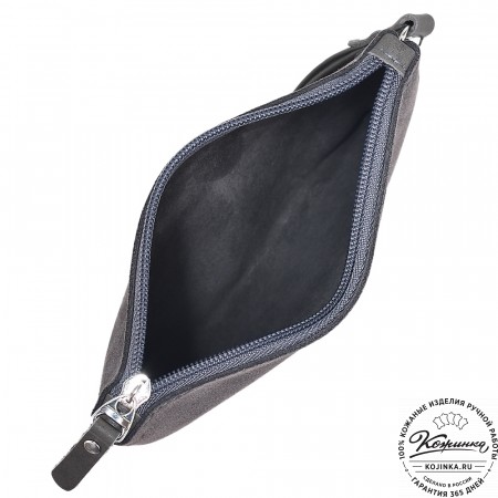  Кожаная косметичка "Флавия" велюр (серый) 