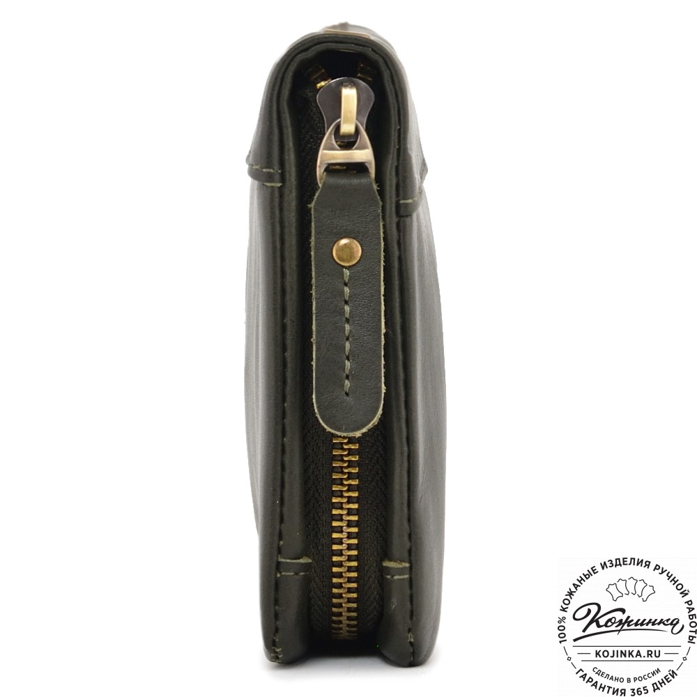  Кожаный клатч "Дарси" (хаки гладкая кожа)