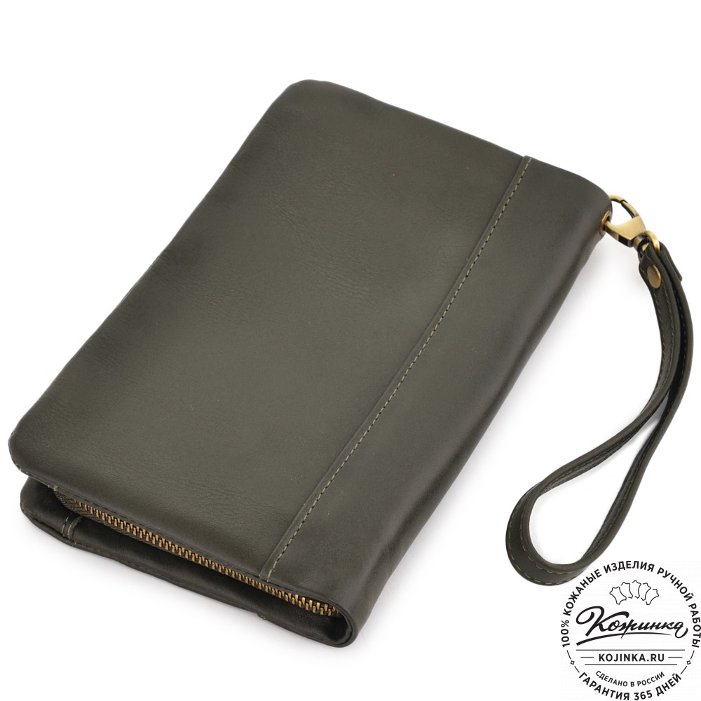  Кожаный клатч "Дарси" (хаки гладкая кожа)