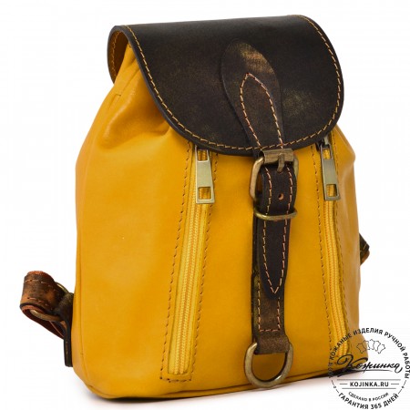  Женский кожаный рюкзак "Колибри" (желтый) 