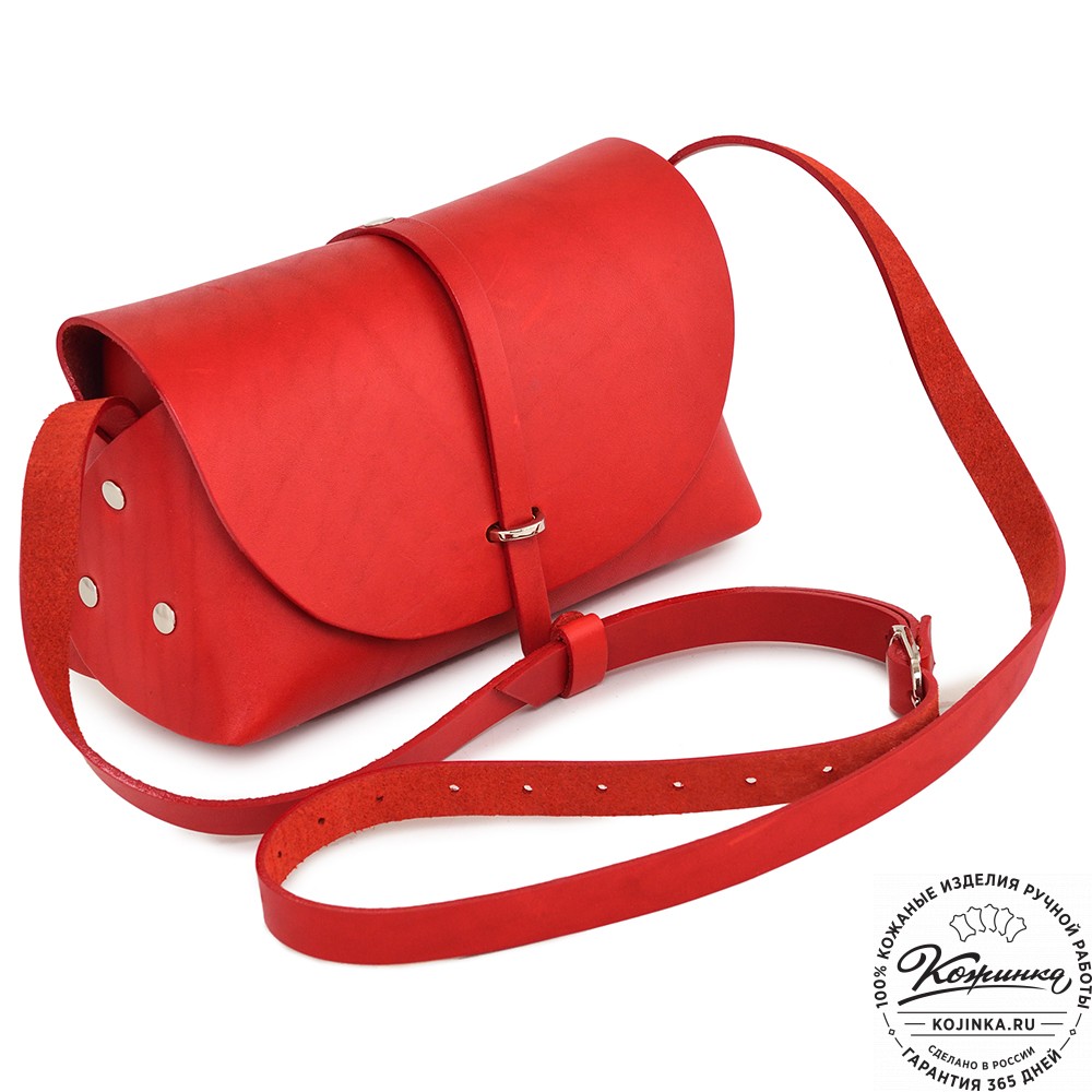  Женская кожаная сумка "Милла макси" (красная) 