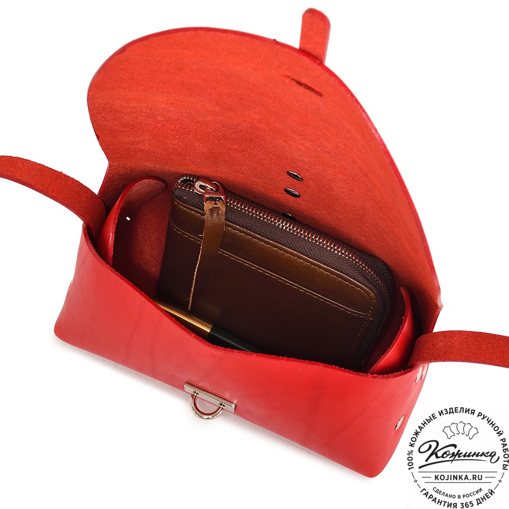  Женская кожаная сумка "Милла макси" (красная) 