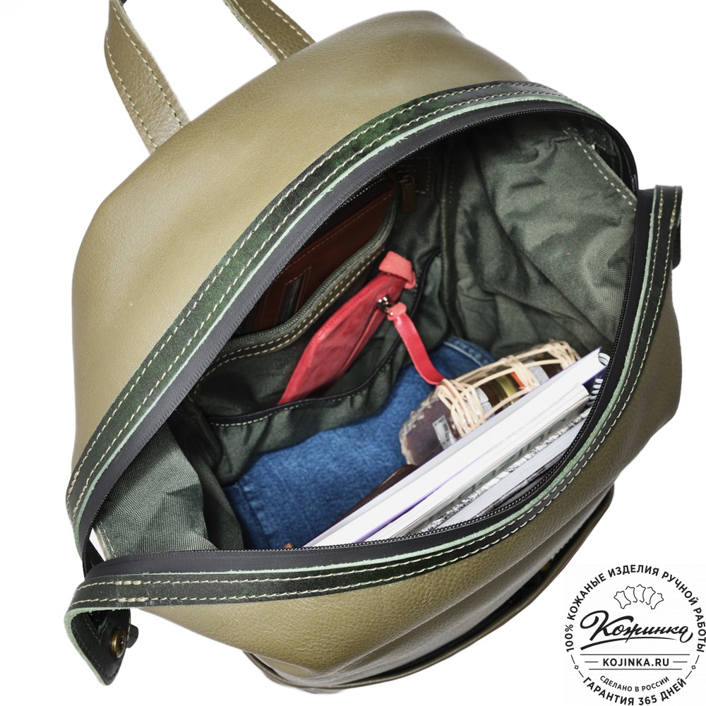  Кожаный рюкзак "Аргентум" (олива) 