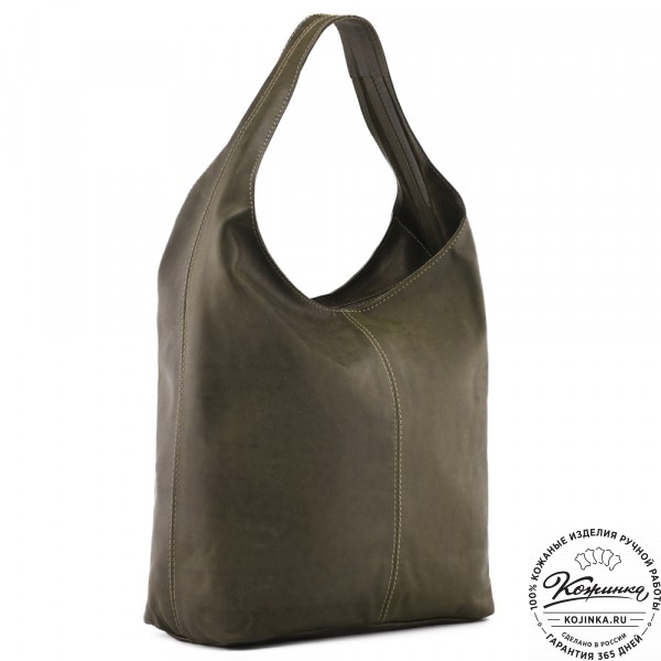 Женская кожаная сумка "Винтаж" с ключницей (хаки гладкая кожа) . фото 1