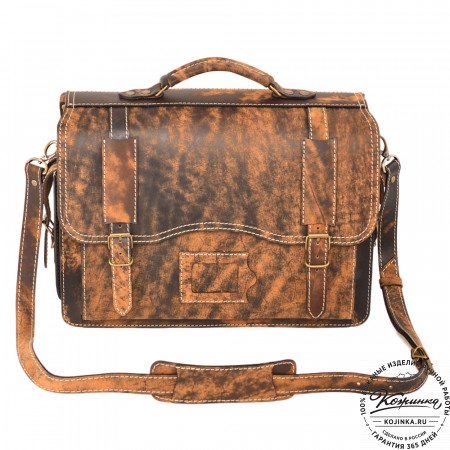 Кожаный портфель-кофр "Адъютант" (коричневое старение)