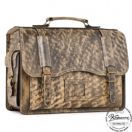 Кожаный портфель-кофр "Адъютант" (пепел глянец) 