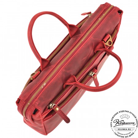  Кожаная деловая сумка "Гранд" (вишня крейзи) 