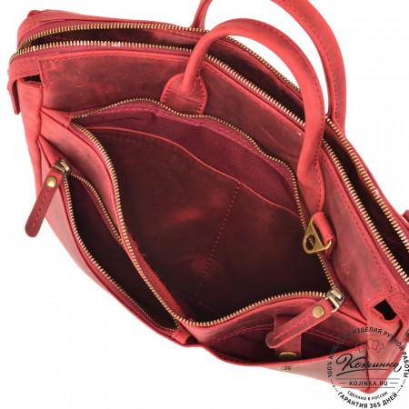  Кожаная деловая сумка "Гранд" (вишня крейзи) 