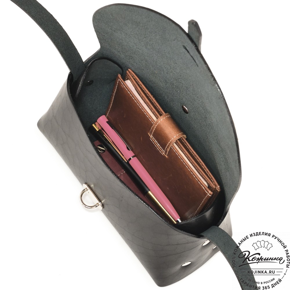 Женская кожаная сумка "Милла макси" "Абстракция" (черная)