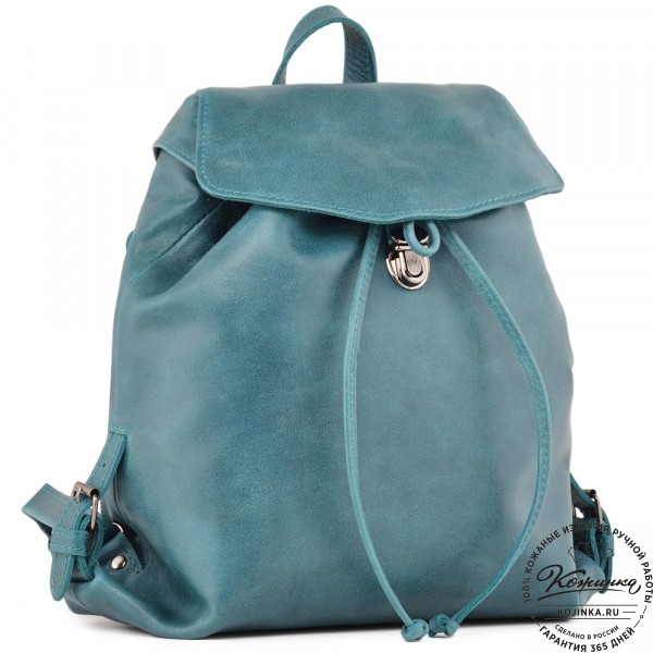  Женский кожаный рюкзак "Паулина" (изумруд) . фото 1