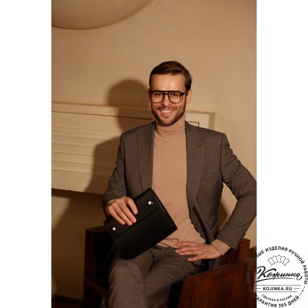 Кожаный ежедневник на кольцах "Джексон" (чёрный)