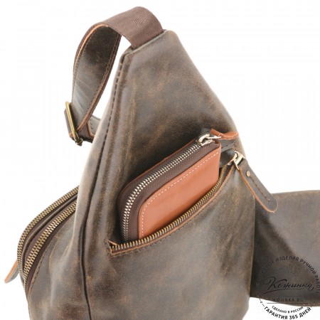  Кожаная сумка на грудь "Аполлон" (коричневая наппа)