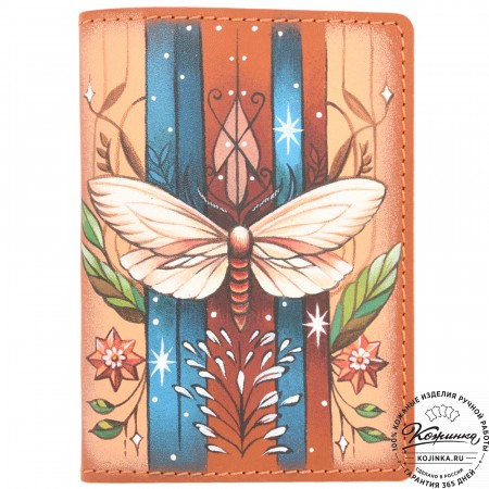  Кожаная обложка на паспорт "Будапешт" "Мотылек"