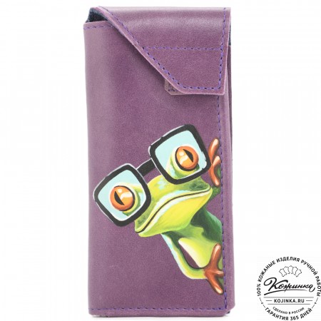 Кожаный футляр для очков "Марокко" "Лягушка в очках"