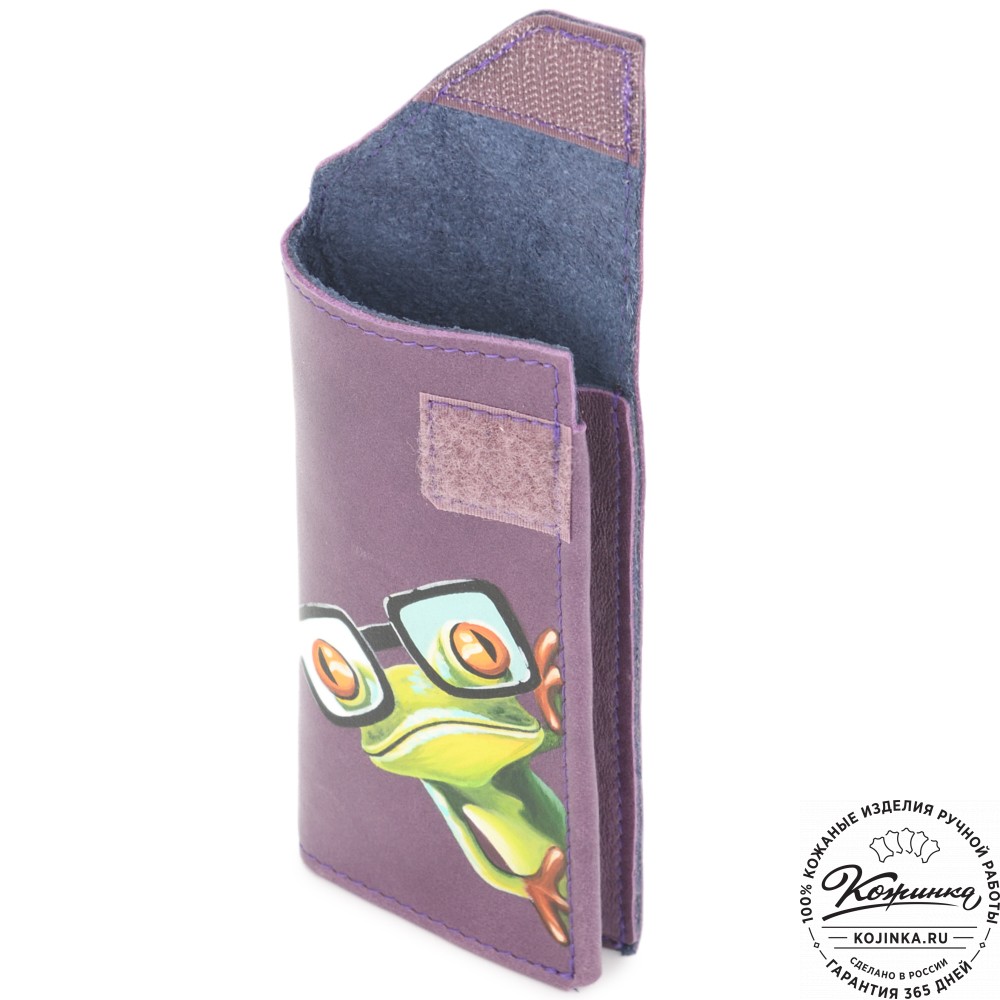 Кожаный футляр для очков "Марокко" "Лягушка в очках"