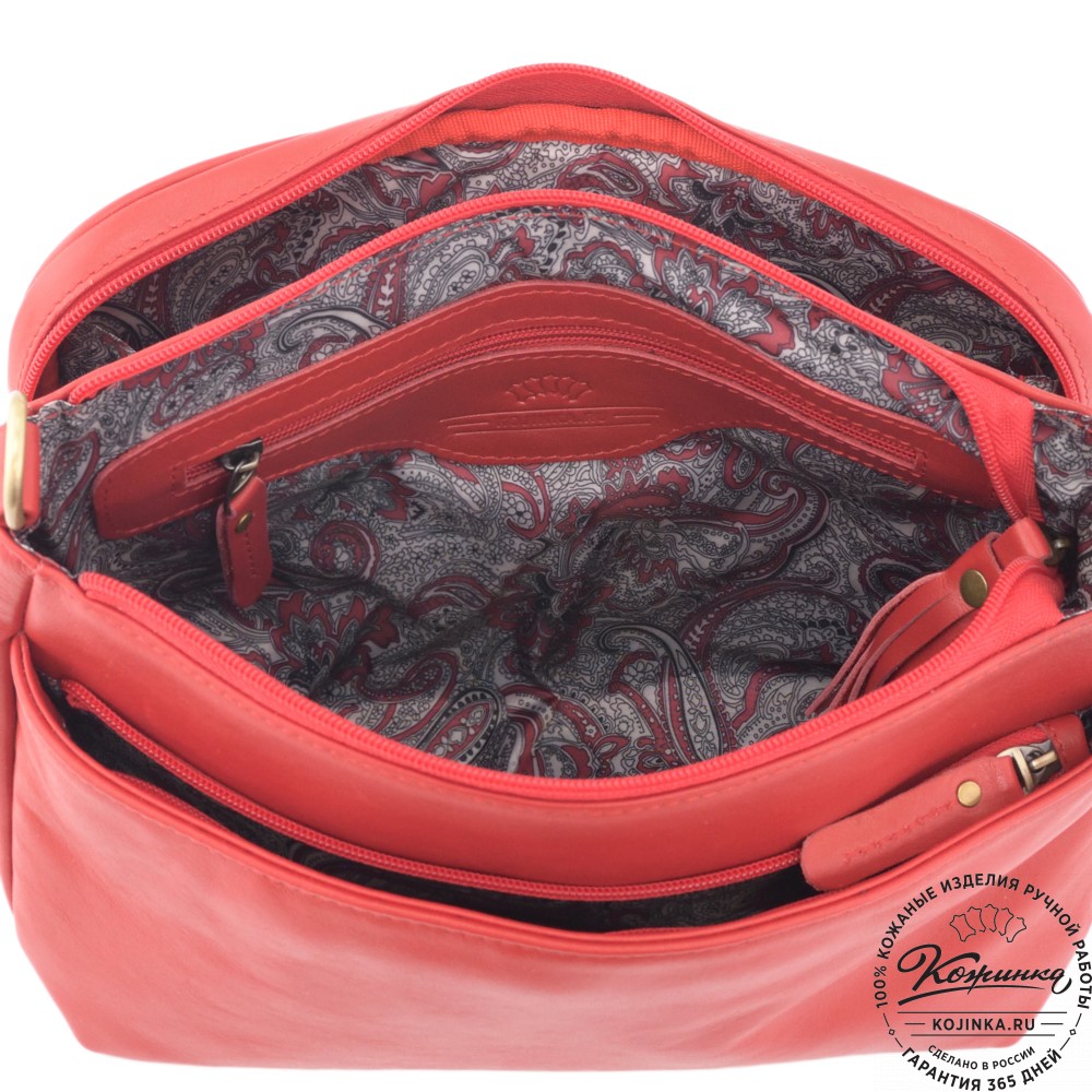 Женская кожаная сумка "Эмма" "Пантера" (красный)