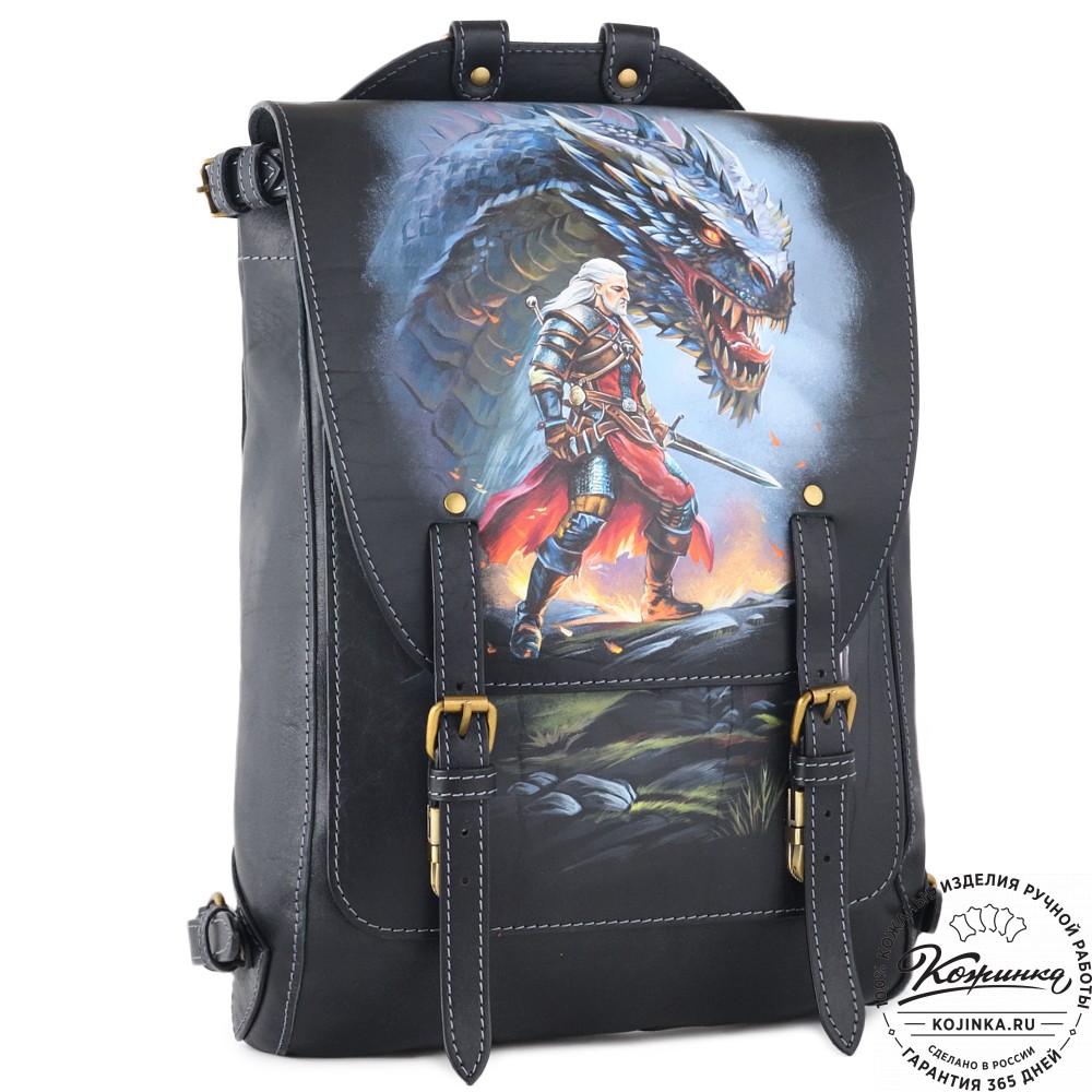 Кожаный рюкзак "Рафаэль""Ведьмак" (черный)