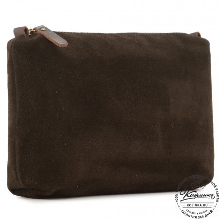 Кожаная косметичка "Лорен" (тёмно-коричневая)