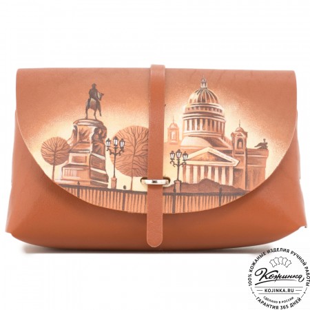  Женская кожаная сумка "Милла макси" "Санкт-Петербург"  (рыжая)